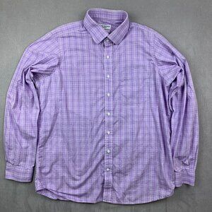 Spier & Mackay Mens Shirt XL Purple Plaid Button Up Long Sleeve Handmade Custom